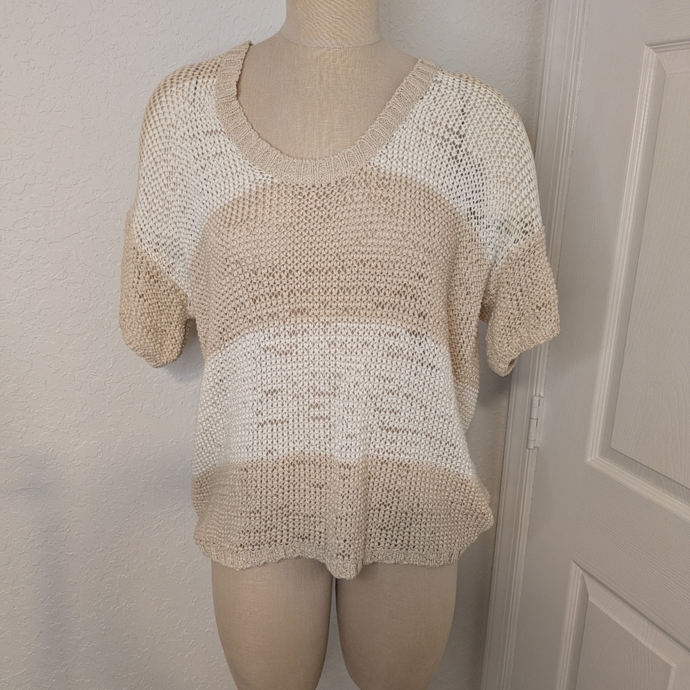 Kelvin Klain Beige and White Knit Top . Size M/L - Picture 4 of 7